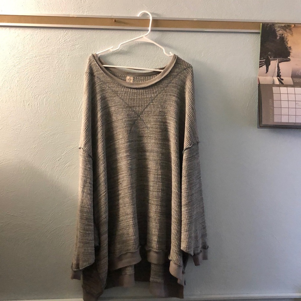 Grey waffle Free People Sweater